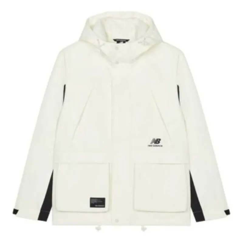 New Balance FW22 Hooded Windproof Jacket 'White Black' AMJ23320-CIC sold by KicksCrew