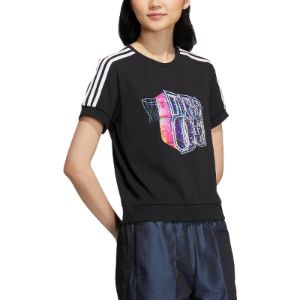 (WMNS) adidas neo 3-Stripes Bucket T-Shirt 'Black' IB7675 sold by KicksCrew