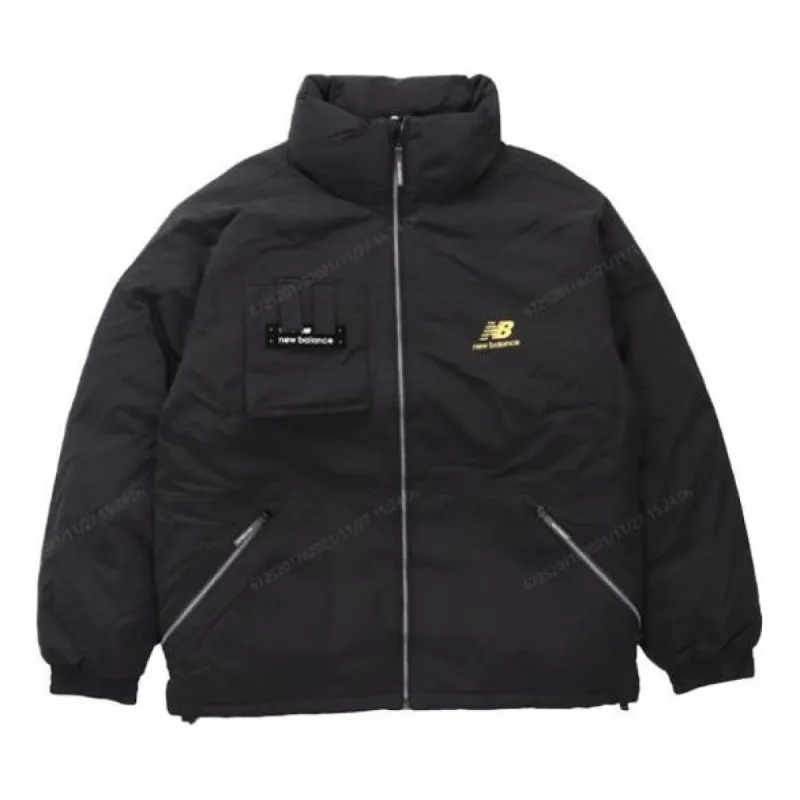 New Balance Logo Print Puffer Jacket 'Black White' AMJ14308-BK sold by KicksCrew