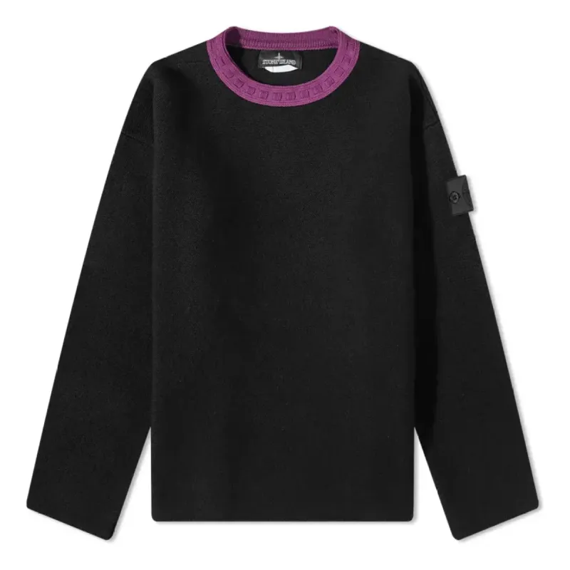 STONE ISLAND Shadow Project Contrast Collar Crew Knit 'Black' 77195042U-V2029 sold by KicksCrew