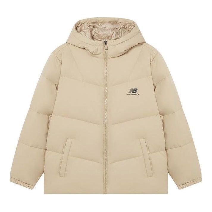 New Balance Logo Print Mid Down Jacket 'Beige' AMJ23342-INC sold by KicksCrew