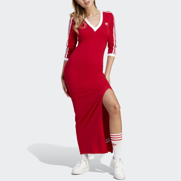 (WMNS) adidas originals Adicolor Classics 3-Stripes Maxi Dress 'Red' II0750 sold by KicksCrew product image thumbnail 2