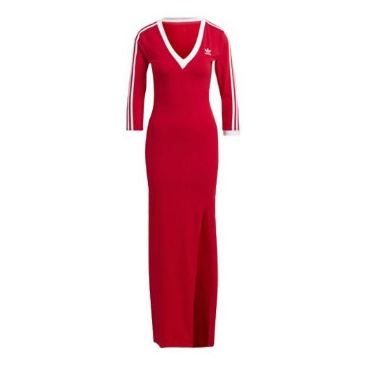 (WMNS) adidas originals Adicolor Classics 3-Stripes Maxi Dress 'Red' II0750 sold by KicksCrew