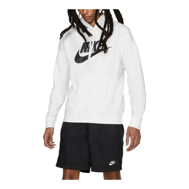 Nike Sportswear Fleece Graphic Pullover Hoodie 'White Black' BV2973-100 sold by KicksCrew
