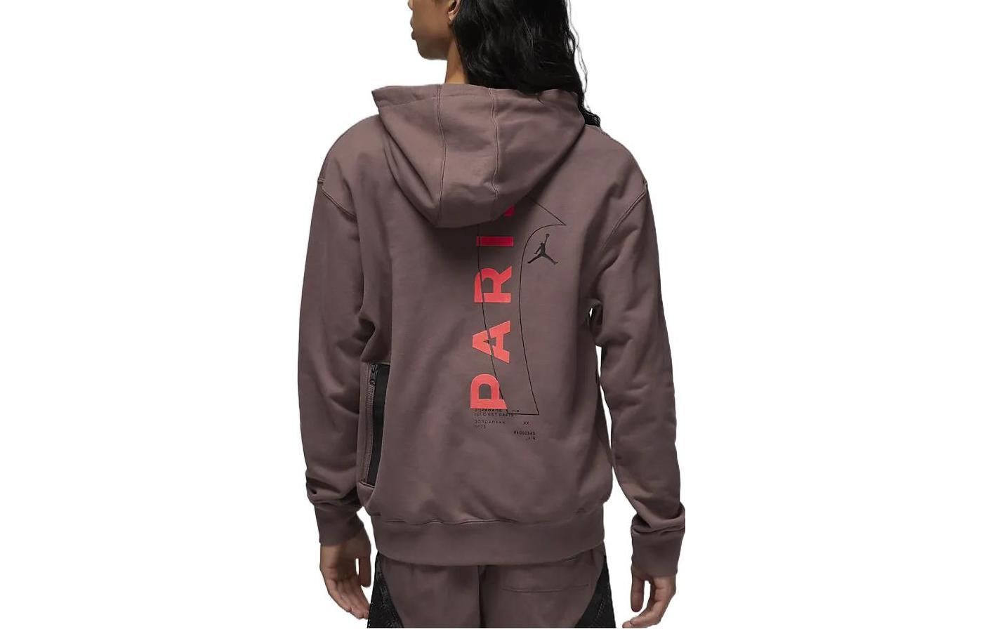 Air Jordan Paris Saint Germain Pullover Hoodie 'Plum Eclipse Bright Crimson' DM3097-291 sold by KicksCrew product image thumbnail 4