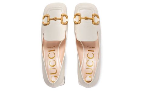 (WMNS) GUCCI Low-heel Pump with Horsebit 'White Leather' 658268-1W600-9022 sold by KicksCrew