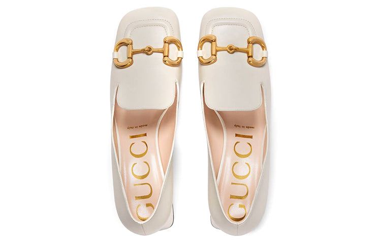 (WMNS) GUCCI Low-heel Pump with Horsebit 'White Leather' 658268-1W600-9022 sold by KicksCrew product image thumbnail 3