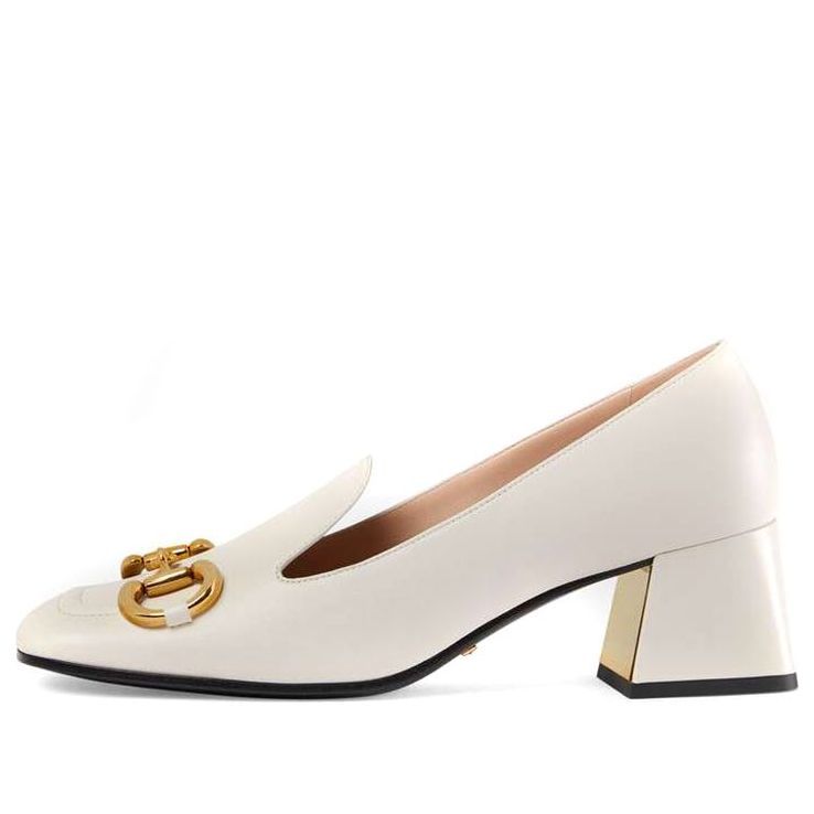 (WMNS) GUCCI Low-heel Pump with Horsebit 'White Leather' 658268-1W600-9022 sold by KicksCrew