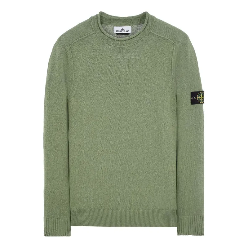 STONE ISLAND Logo Patch Crewneck Knitted Jumper 'Green' 7815528D3-V0055 sold by KicksCrew