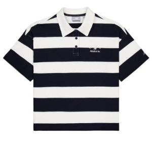 (WMNS) New Balance Striped Polo Shirt 'Black White' NFE22412-MIX sold by KicksCrew