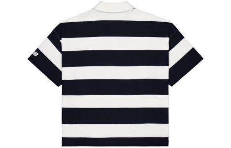 (WMNS) New Balance Striped Polo Shirt 'Black White' NFE22412-MIX sold by KicksCrew