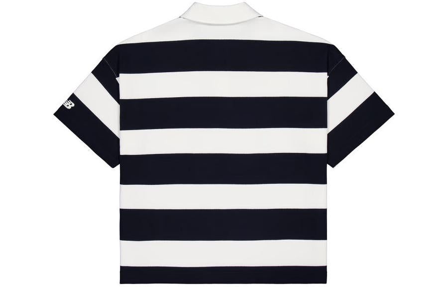 (WMNS) New Balance Striped Polo Shirt 'Black White' NFE22412-MIX sold by KicksCrew product image thumbnail 2