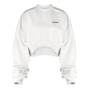 (WMNS) Off-White For All Helvetica Crop Over Crewneck 'White Black' OWBA069S23JER0010410 sold by KicksCrew