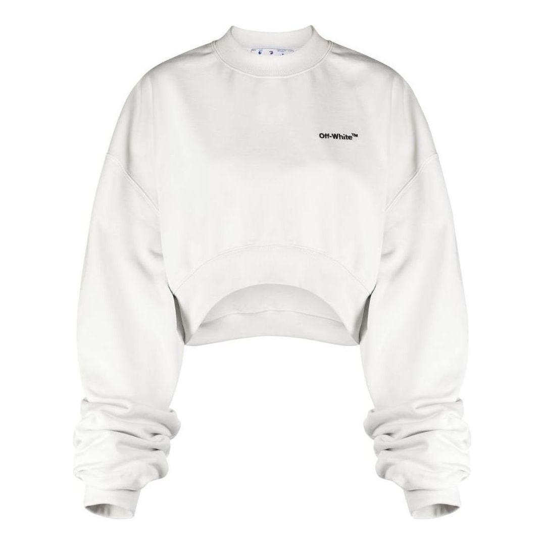 (WMNS) Off-White For All Helvetica Crop Over Crewneck 'White Black' OWBA069S23JER0010410 sold by KicksCrew