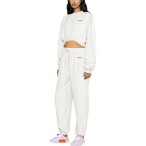 (WMNS) Off-White For All Helvetica Crop Over Crewneck 'White Black' OWBA069S23JER0010410 sold by KicksCrew