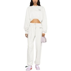 (WMNS) Off-White For All Helvetica Crop Over Crewneck 'White Black' OWBA069S23JER0010410 sold by KicksCrew