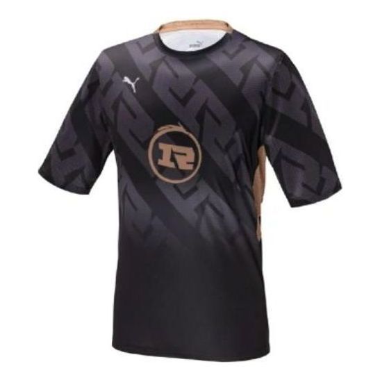 PUMA RNGM T-Shirt 'Black Grey White Gold' 605761-10 sold by KicksCrew