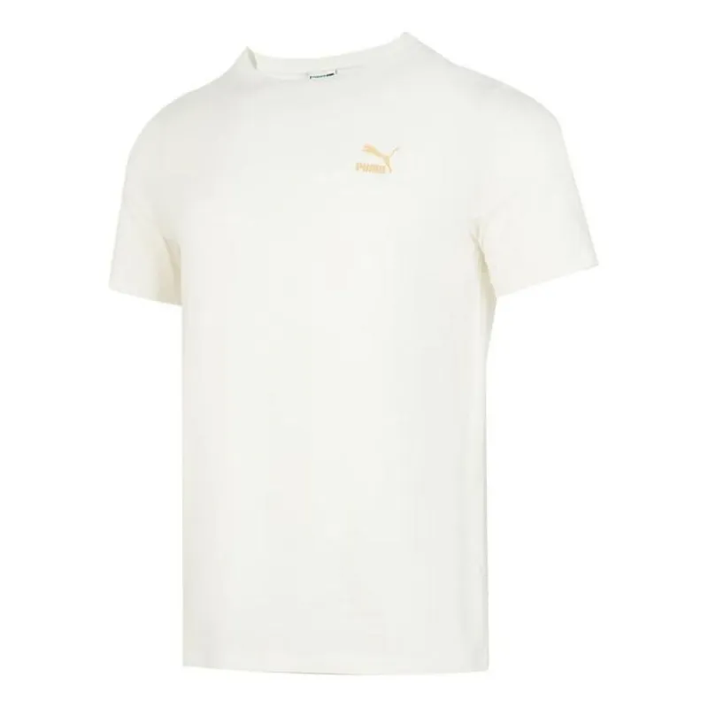 PUMA Logo T-shirt 'White Gold' 682344-65 sold by KicksCrew