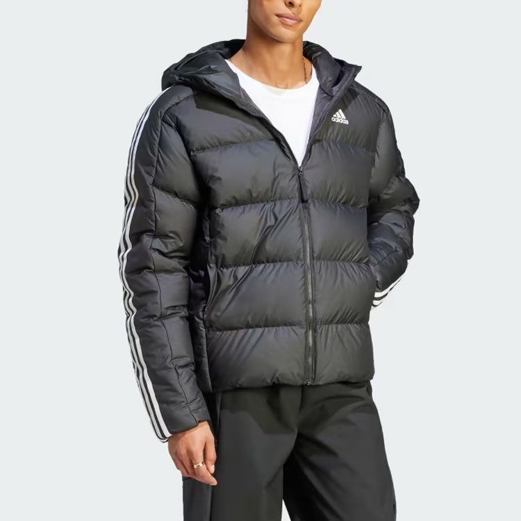 Adidas Essentials Midweight Down Hooded Jacket 'Black' HZ4429 sold by KicksCrew product image thumbnail 4