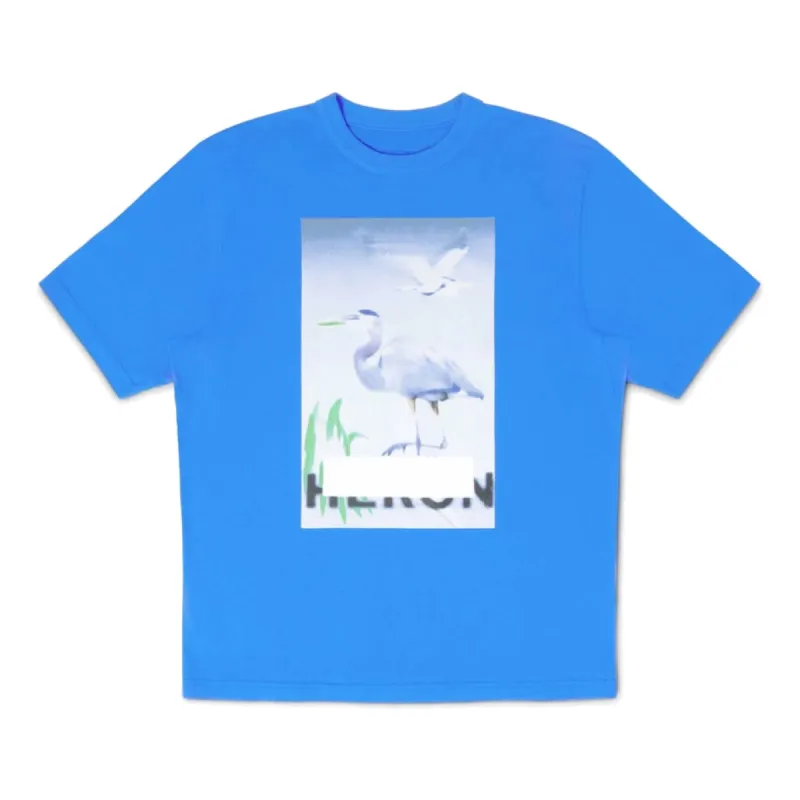 HERON PRESTON SS23 Censored Heron T-shirt 'Blue' HMAA032S23JER0024540 sold by KicksCrew