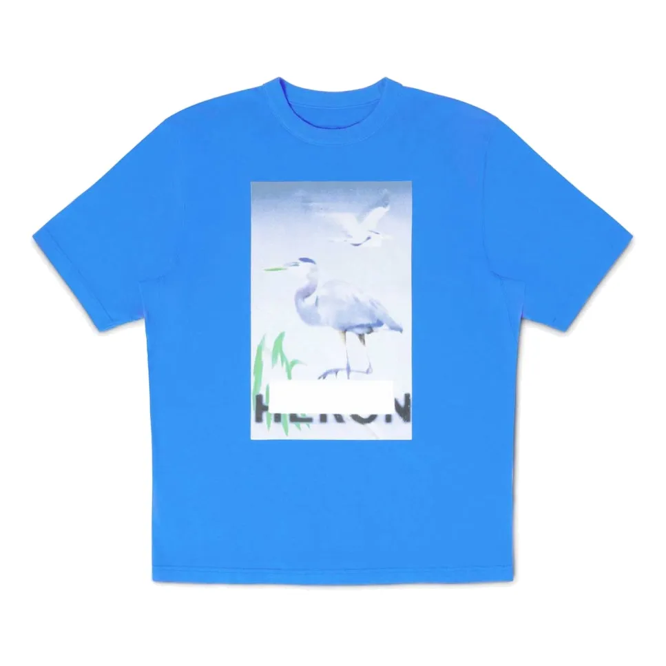 HERON PRESTON SS23 Censored Heron T-shirt 'Blue' HMAA032S23JER0024540 sold by KicksCrew