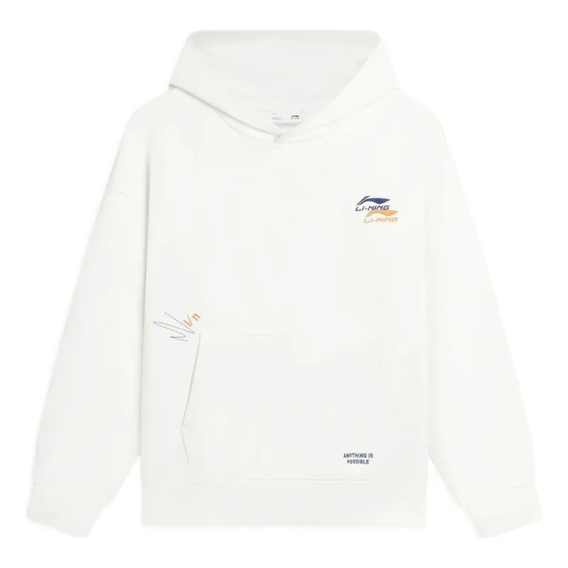 Li-Ning Embroidered Logo Hoodie 'Creamy White' AWDSF73-1 sold by KicksCrew