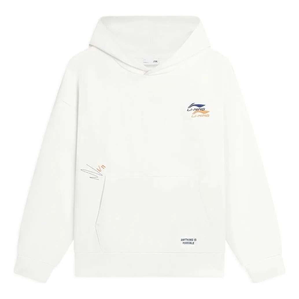 Li-Ning Embroidered Logo Hoodie 'Creamy White' AWDSF73-1 sold by KicksCrew