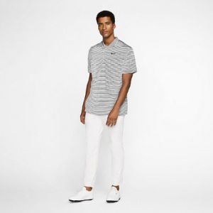 Nike Dri-fit Striped Golf Polo Shirt 'White Black' AJ5482-100 sold by KicksCrew