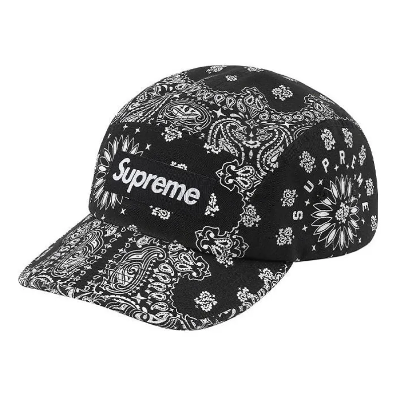 Supreme Bandana Camp Cap 'Black White' SUP-SS21-734 sold by KicksCrew
