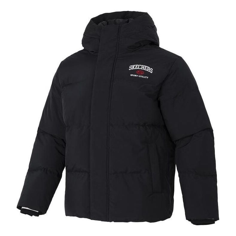 Skechers Hooded Down Jacket 'Black White Red' L423M033-0018 sold by KicksCrew