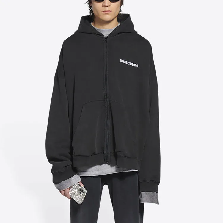 Balenciaga Turn Zip-Up Hoodie Wide Fit 'Black' 674719TLVB49034 sold by KicksCrew product image thumbnail 3