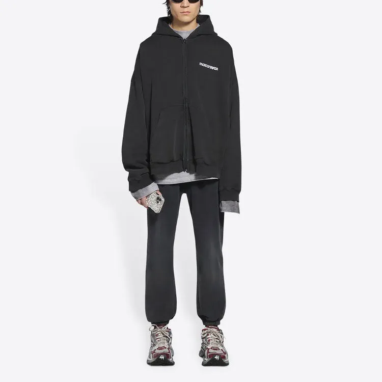 Balenciaga Turn Zip-Up Hoodie Wide Fit 'Black' 674719TLVB49034 sold by KicksCrew product image thumbnail 2