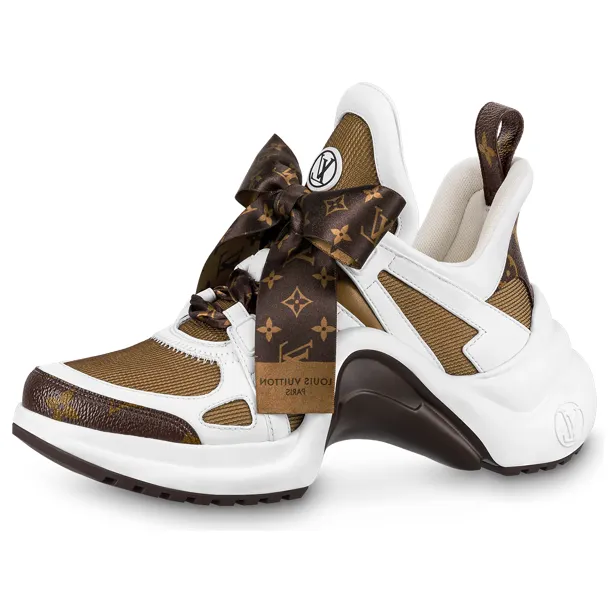 (WMNS) LOUIS VUITTON Archlight 1.0 Sneakers 'White Brown with Brown Ribbon' 1AACQB sold by KicksCrew
