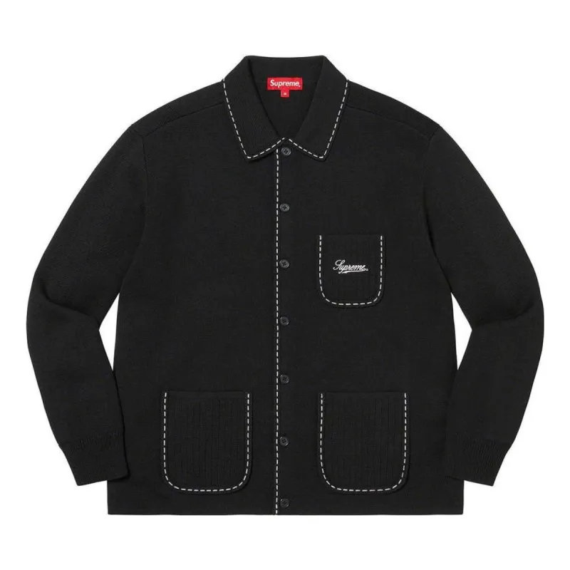 Supreme Contrast Stitch Button Up 'Black' SUP-FW22-199 sold by KicksCrew