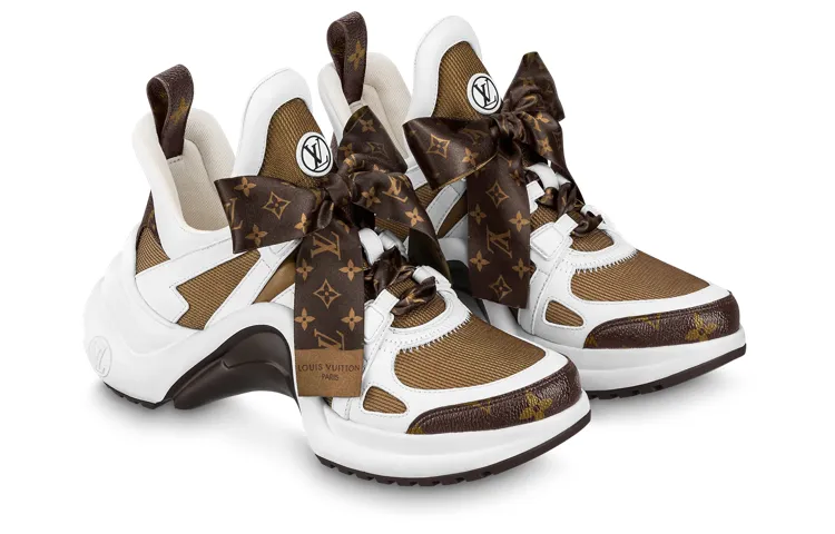 (WMNS) LOUIS VUITTON Archlight 1.0 Sneakers 'White Brown with Brown Ribbon' 1AACQB sold by KicksCrew product image thumbnail 2