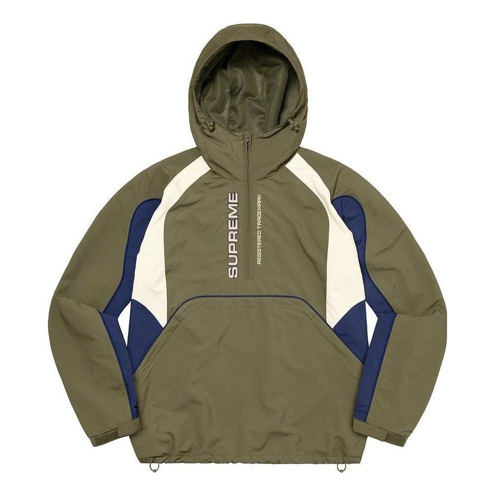 Supreme Paneled Half Zip Pullover 'Olive Green White' SUP-FW22-730 sold by KicksCrew