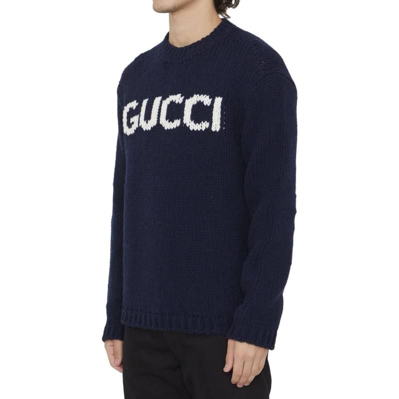 Gucci Knit Wool Jumper With Gucci Intarsia 'Blue Ivory' 761539-XKDK4-4492 sold by KicksCrew product image thumbnail 2