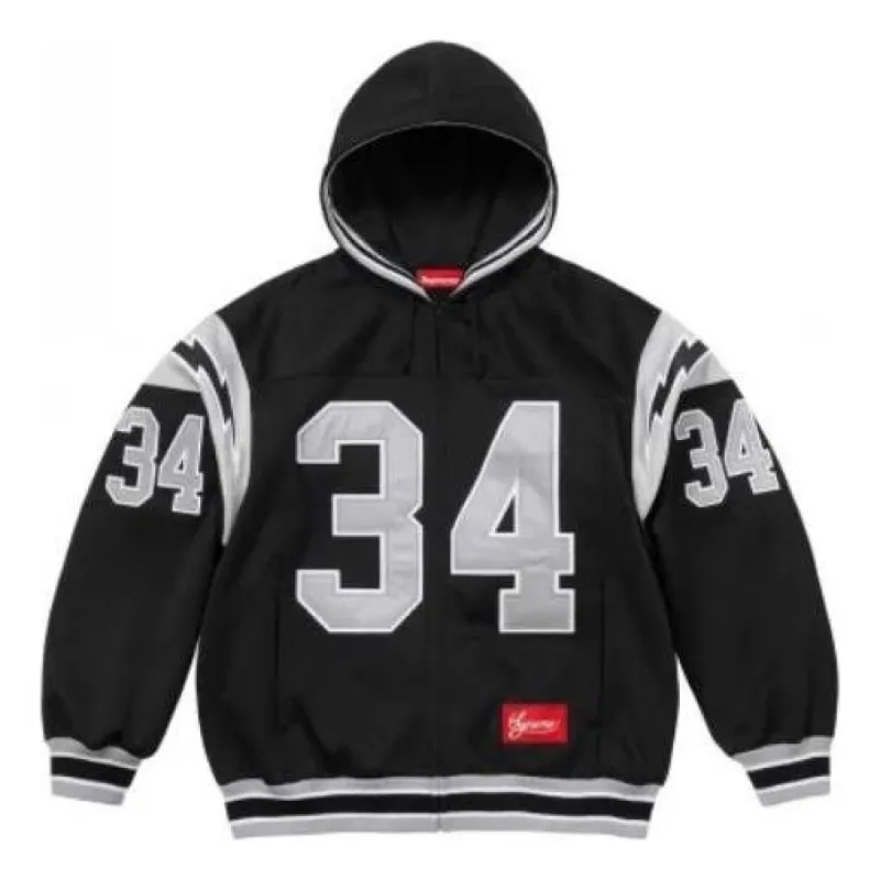 Supreme Football Zip Up Hooded Sweatshirt 'Black White' SUP-SS24-023 made by Supreme
