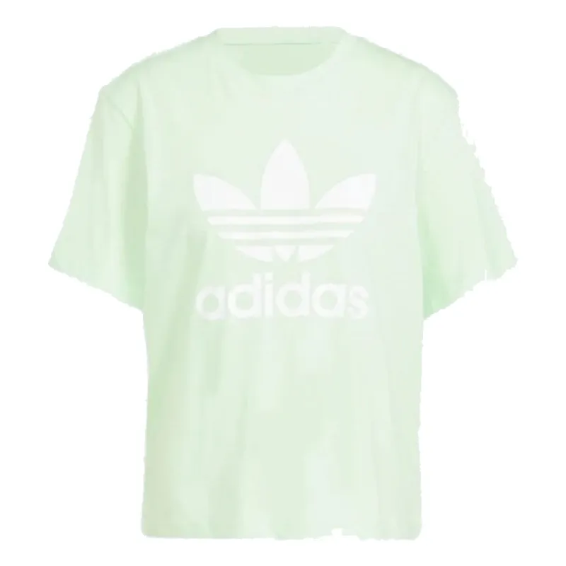 (WMNS) adidas Adicolor Trefoil Boxy T-Shirt 'Green' IN8436 sold by KicksCrew