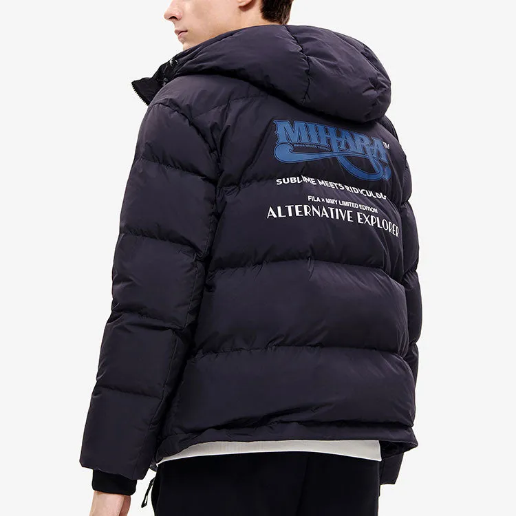 FILA x MIHARA YASUHIRO Collaborative Oversized Hooded Down Jacket 'Black White Blue' F11M243904F-BK sold by KicksCrew product image thumbnail 4
