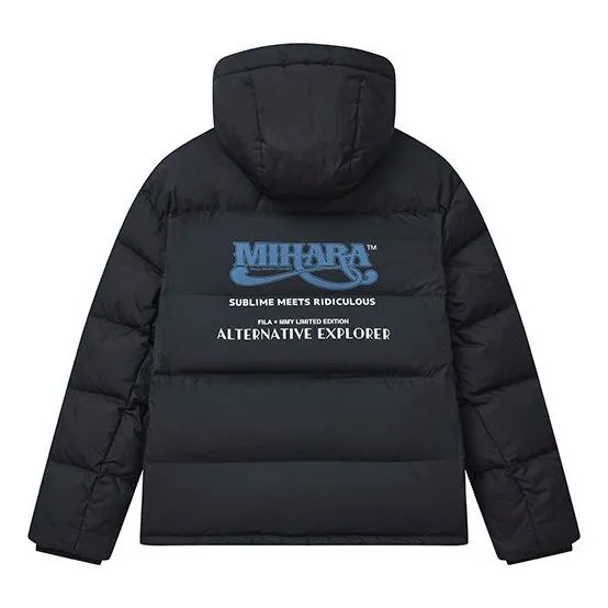 FILA x MIHARA YASUHIRO Collaborative Oversized Hooded Down Jacket 'Black White Blue' F11M243904F-BK sold by KicksCrew product image thumbnail 2