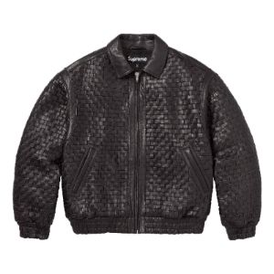 Supreme Woven Leather Varsity Jacket 'Black' SUP-FW23-054 sold by KicksCrew