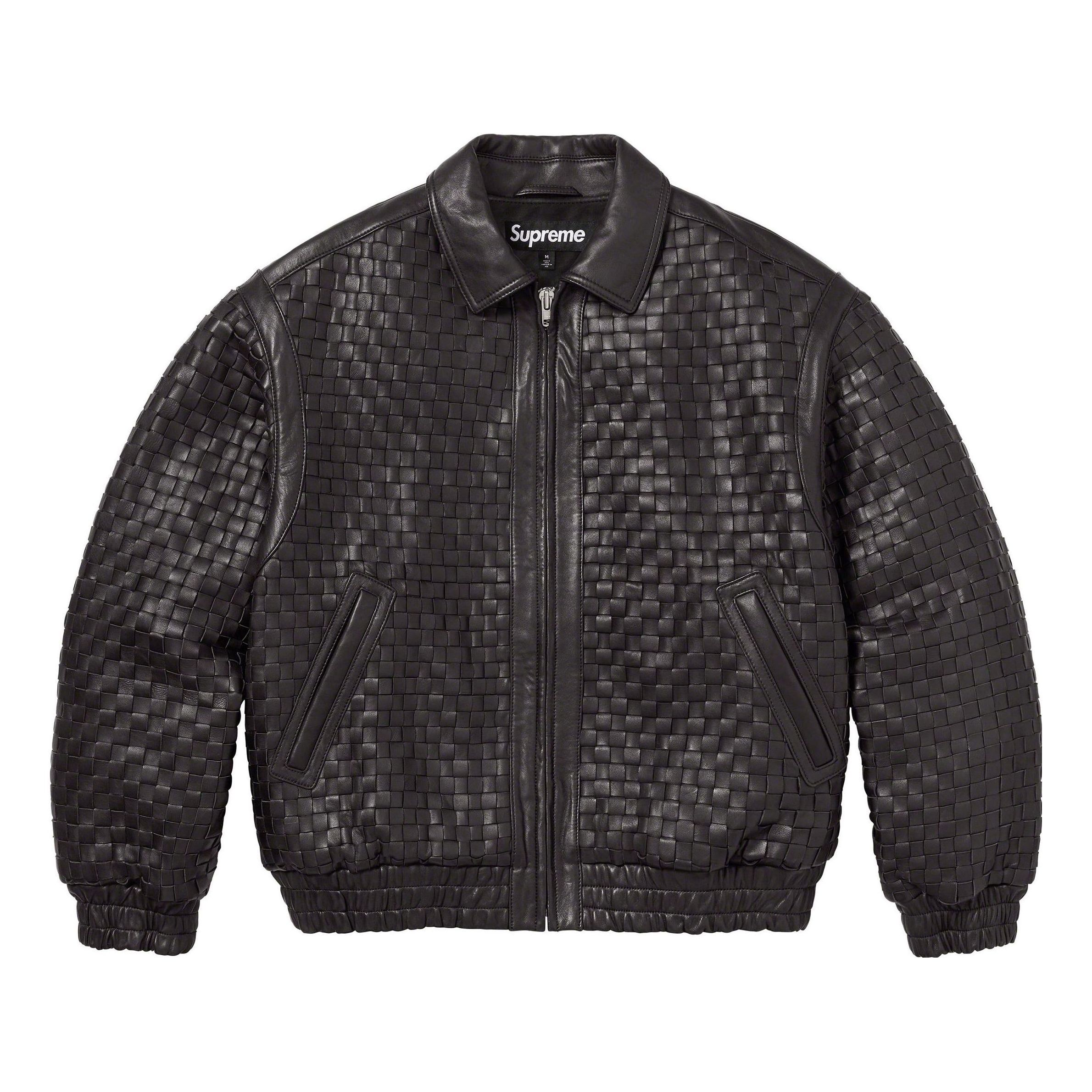 Supreme Woven Leather Varsity Jacket 'Black' SUP-FW23-054 sold by KicksCrew