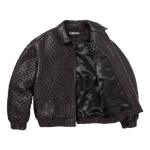 Supreme Woven Leather Varsity Jacket 'Black' SUP-FW23-054 sold by KicksCrew