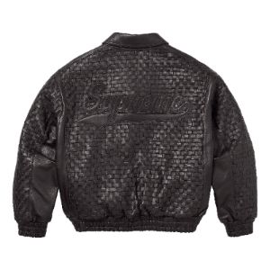 Supreme Woven Leather Varsity Jacket 'Black' SUP-FW23-054 sold by KicksCrew