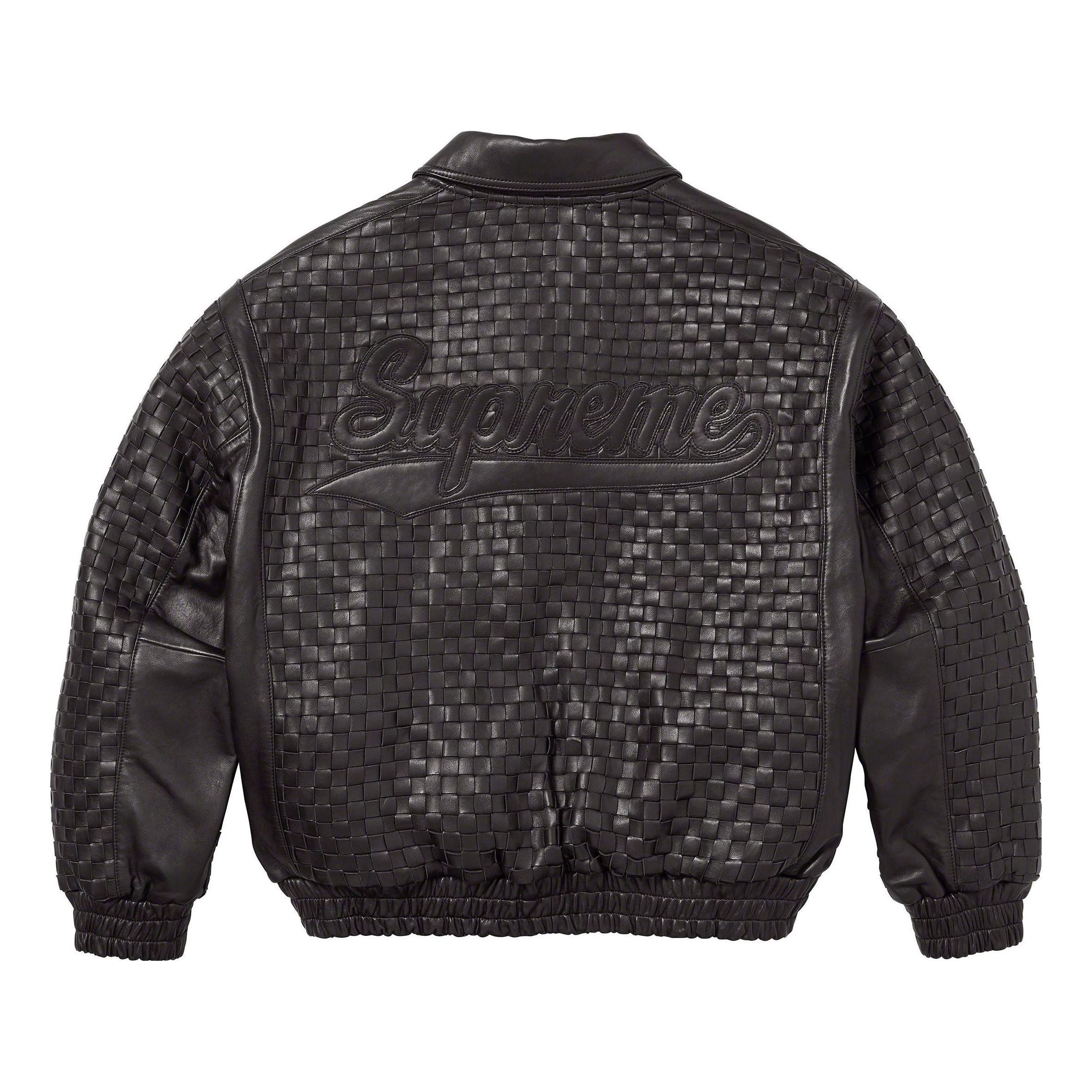 Supreme Woven Leather Varsity Jacket 'Black' SUP-FW23-054 sold by KicksCrew product image thumbnail 2