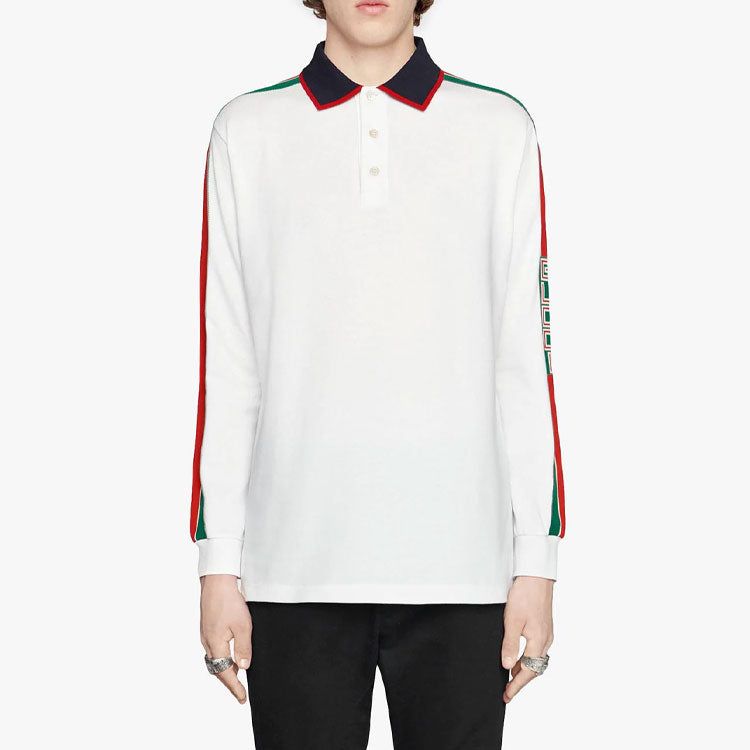 Gucci Cotton Jersey Polo With Gucci Stripe 'White' 545784-XJAG4-9061 sold by KicksCrew product image thumbnail 2