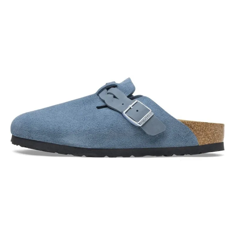 Birkenstock Boston Braided Suede Leather Narrow Fit Sandals 'Elemental Blue' 1026659 sold by KicksCrew