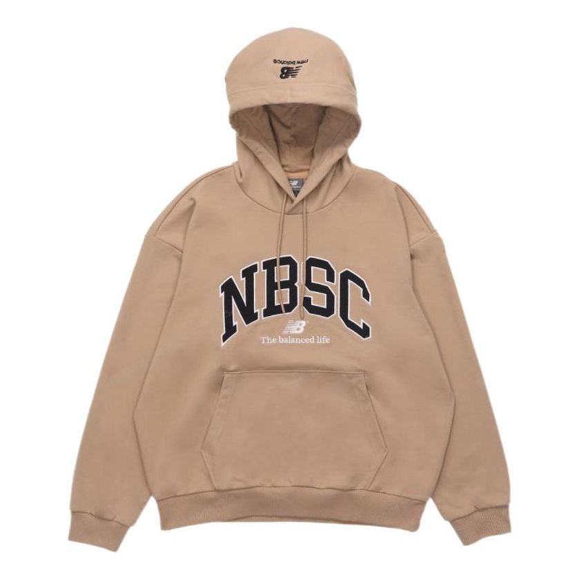 New Balance Logo Print Hoodie 'Beige Black' 5CC44353-BEI sold by KicksCrew