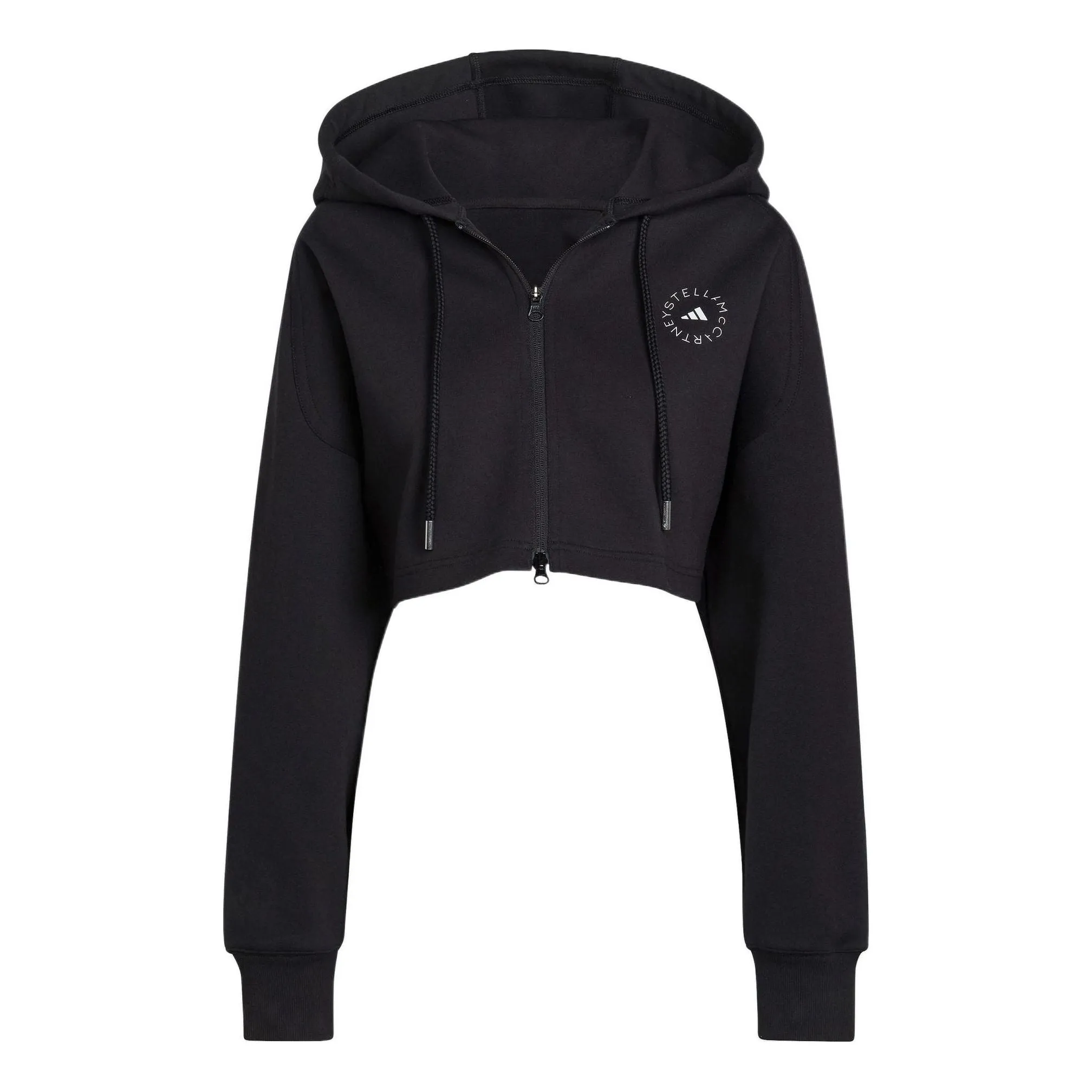 (WMNS) adidas by Stella McCartney Cropped Hoodie 'Black' H59962 sold by KicksCrew